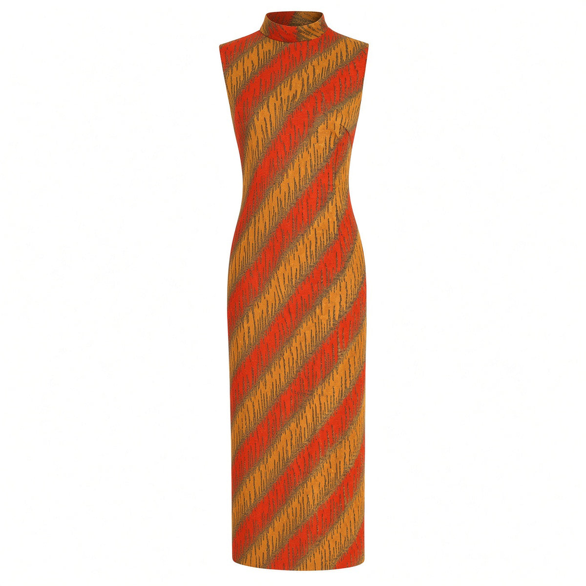 True Vintage Sleeveless Dress | Rust & Gold Stripe - Medium