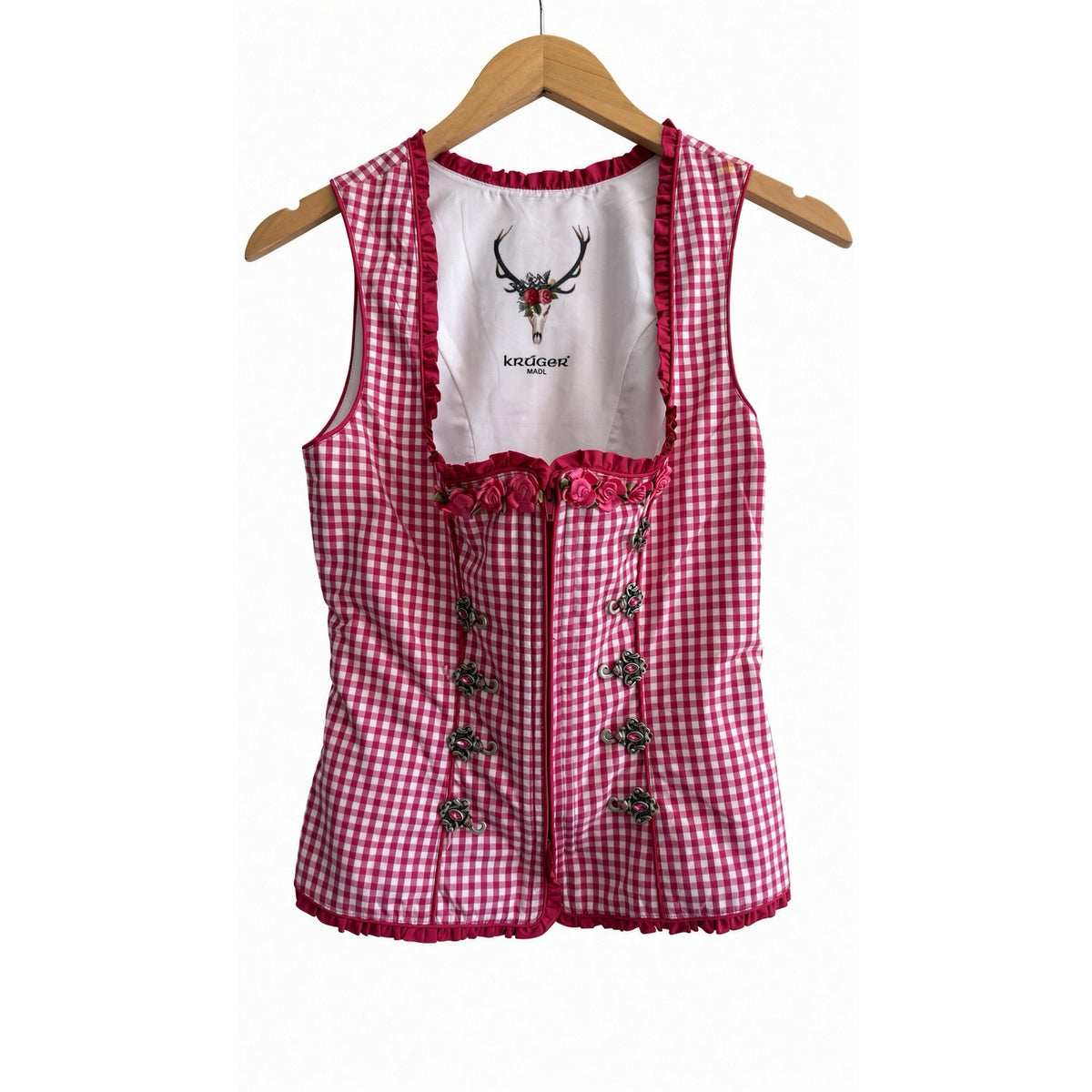 Krüger Madl Pink Gingham Dirndl Bodice | Oktoberfest Size 6