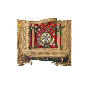 Large Banjara Bag/ Boho Festival Tribal Handbag front view