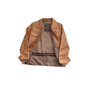 vintage tan leather jacket front open view