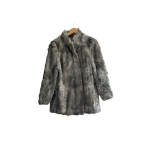 Vintage grey fur coat close-up texture detail