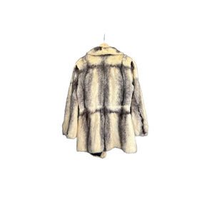 Vintage Cream & Black Real Fur Coat back view