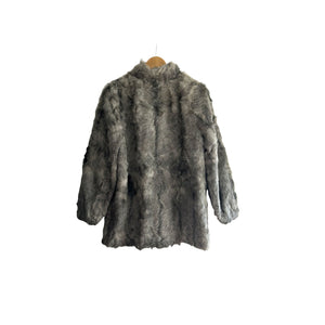 Vintage grey fur coat back view