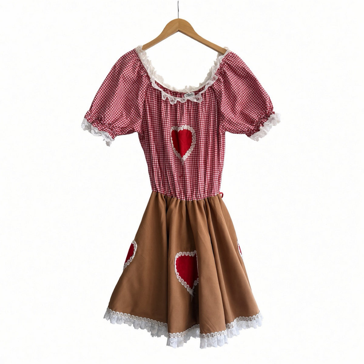 Red Gingham Oktoberfest dirndl dress EU 44