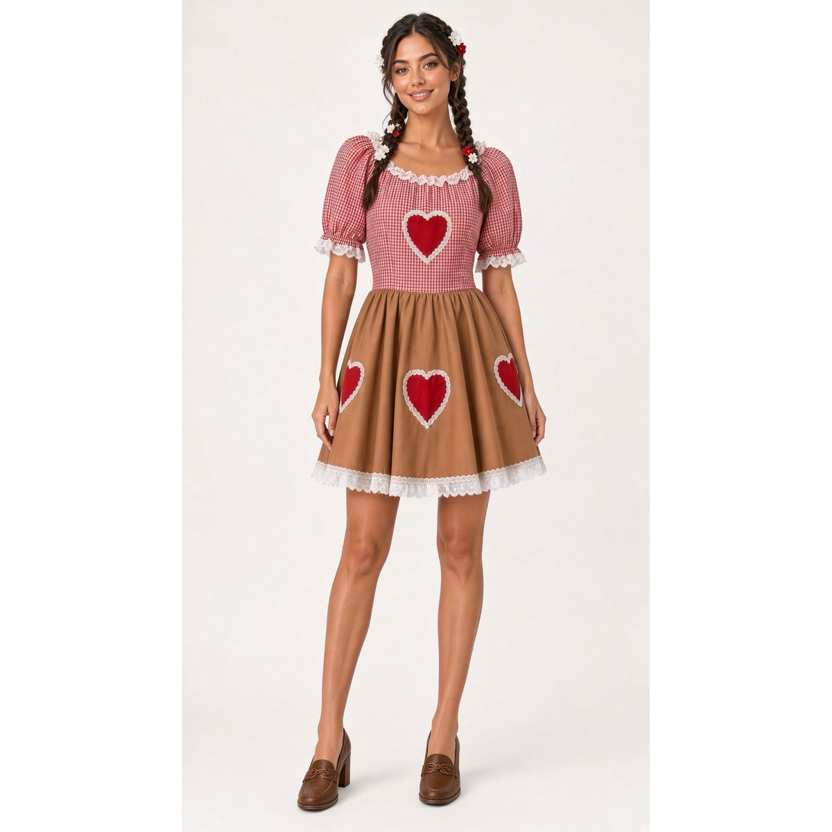 Red Gingham Oktoberfest dirndl dress EU 44