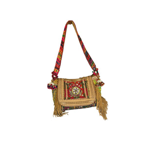 Large Banjara Bag/ Boho Festival Tribal Handbag front view