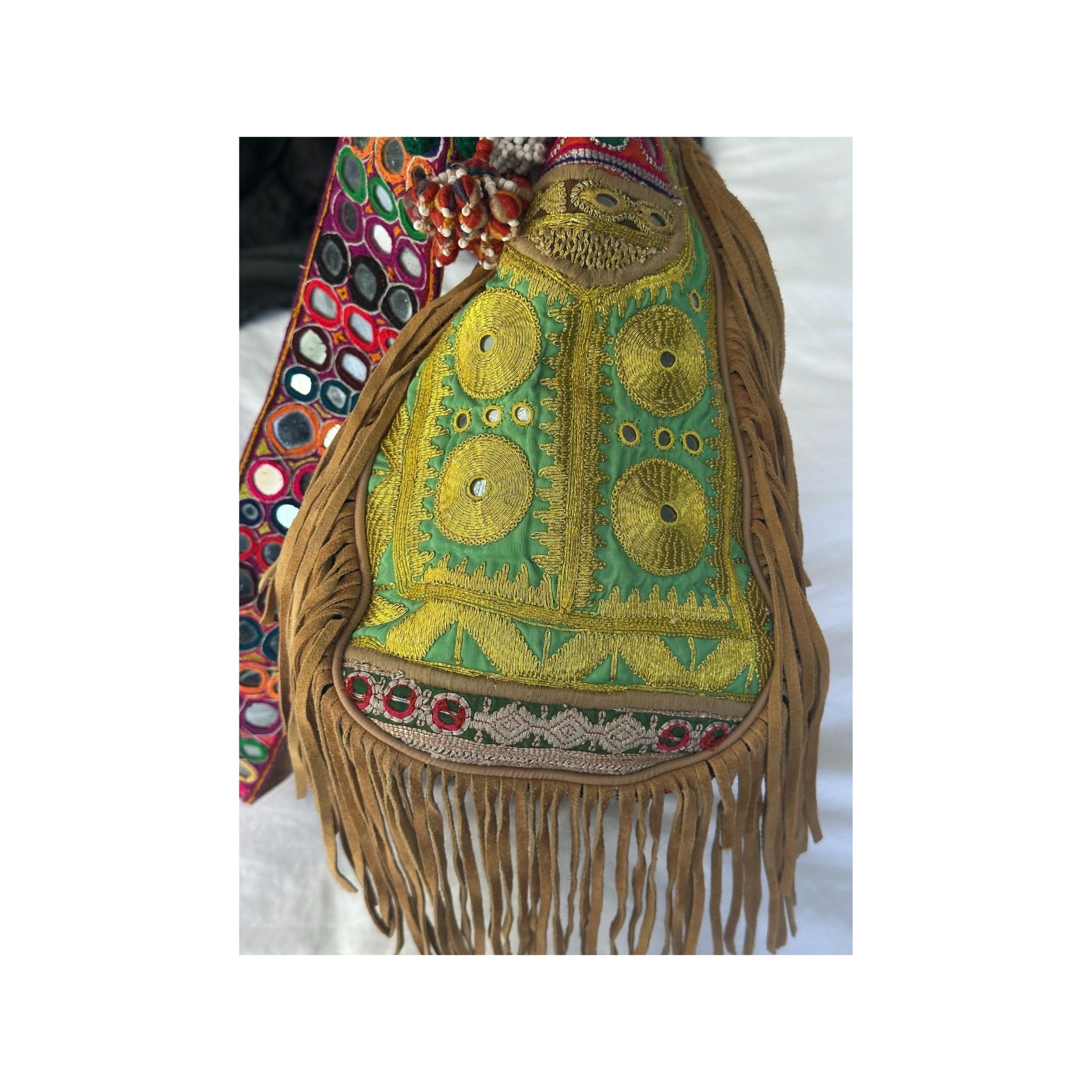 Large Banjara Bag/ Boho Festival Tribal Handbag side view