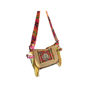 Large Banjara Bag/ Boho Festival Tribal Handbag front view