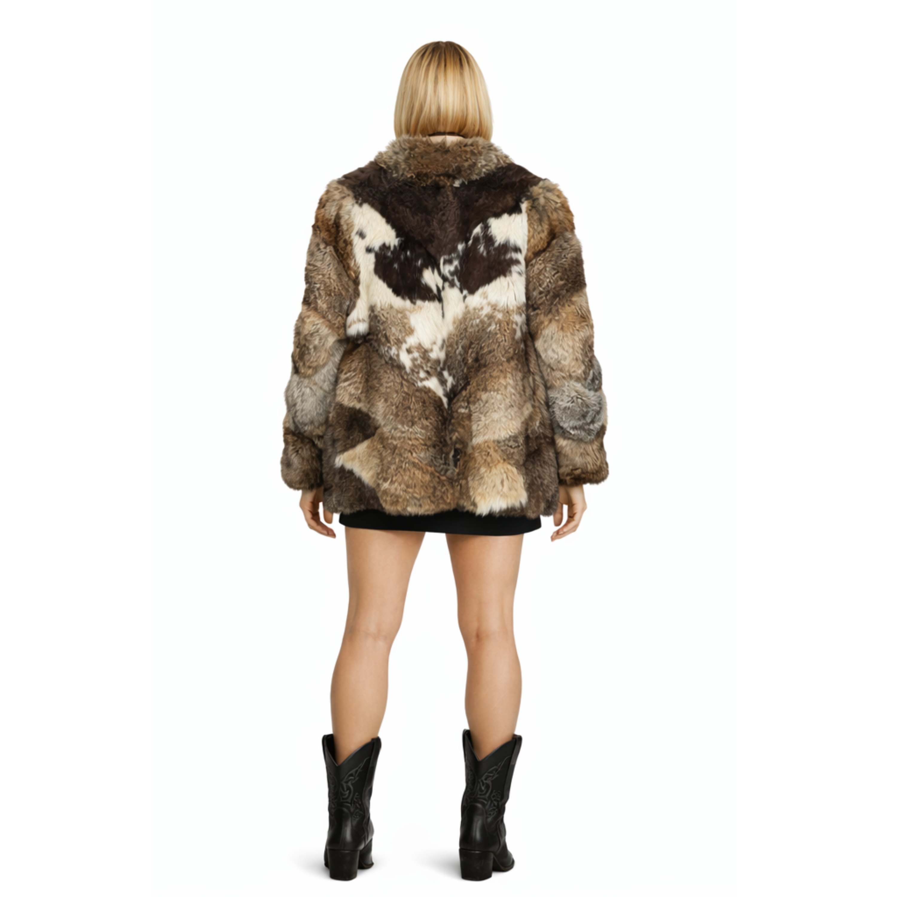 Vintage Festival Fur patchworkJacket back view