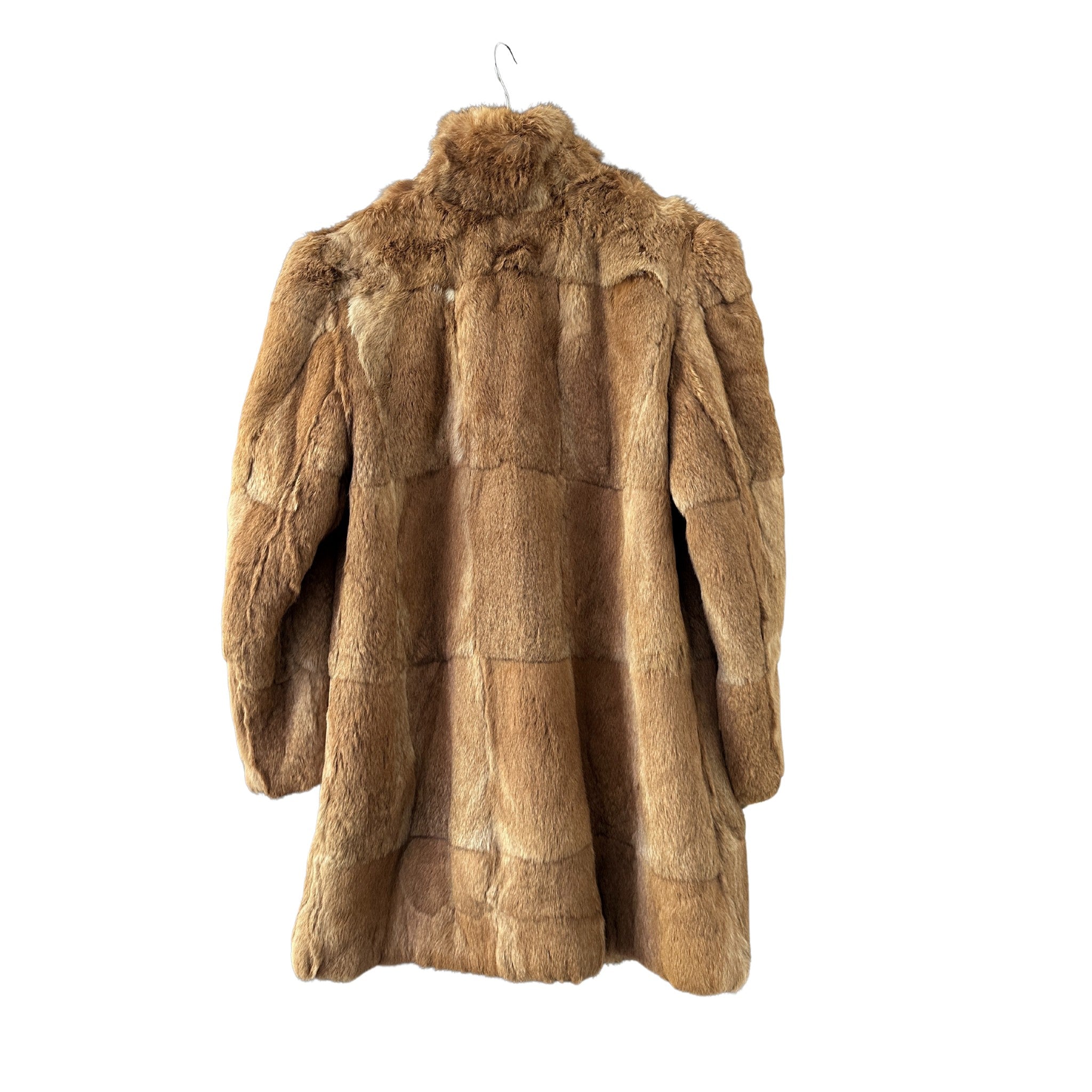 Ultra Luxe Soft Caramel Beige Vintage Long Fur Coat back view