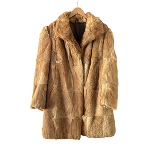 Ultra Luxe Soft Caramel Beige Vintage Long Fur Coat front view