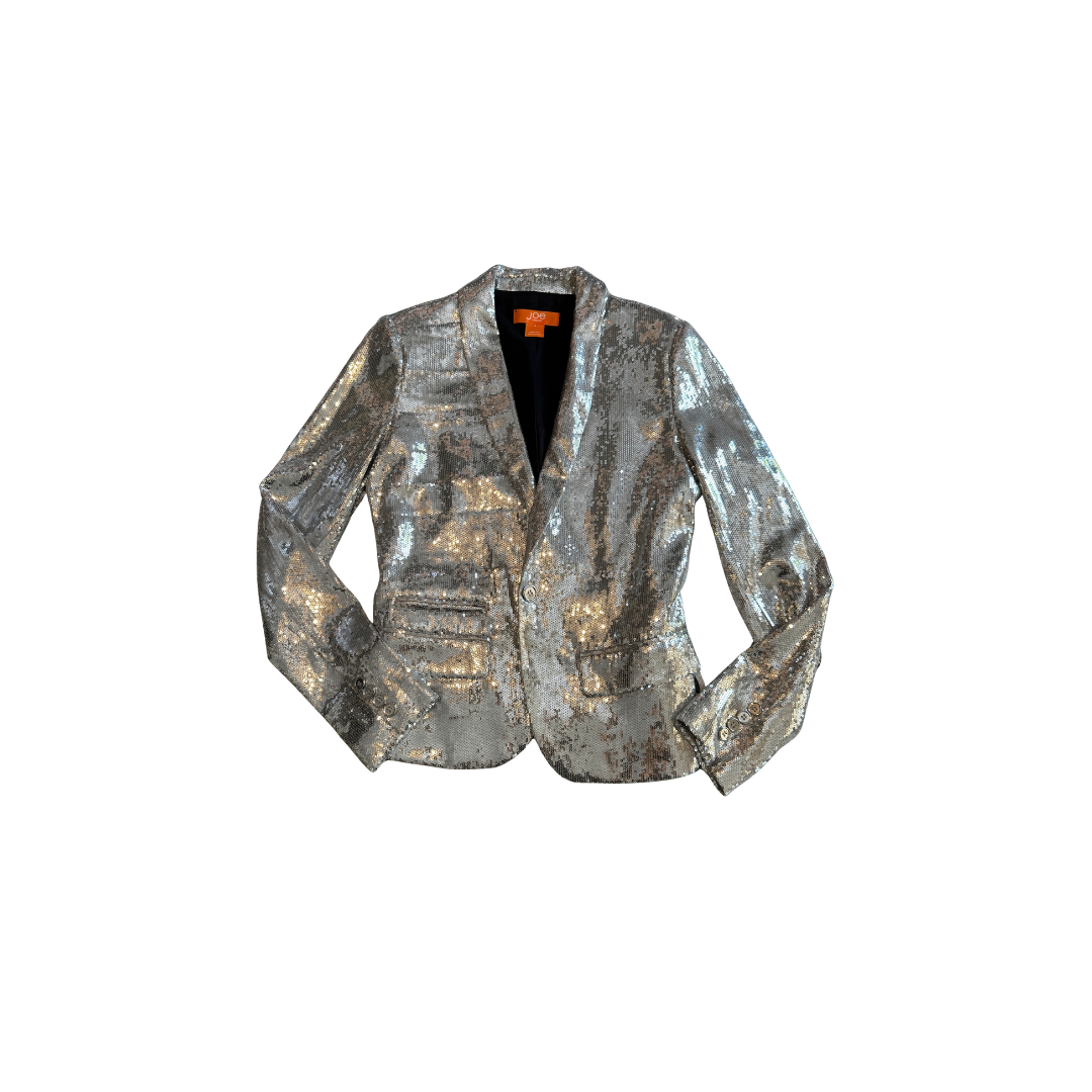 Joe fresh silver sequin blazer flat lay