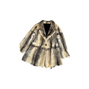 Vintage Cream & Black Real Fur Coat front view