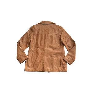 vintage tan leather jacket back view