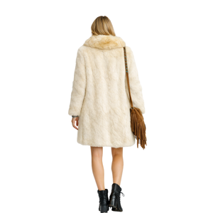 Vintage cream fur coat back view