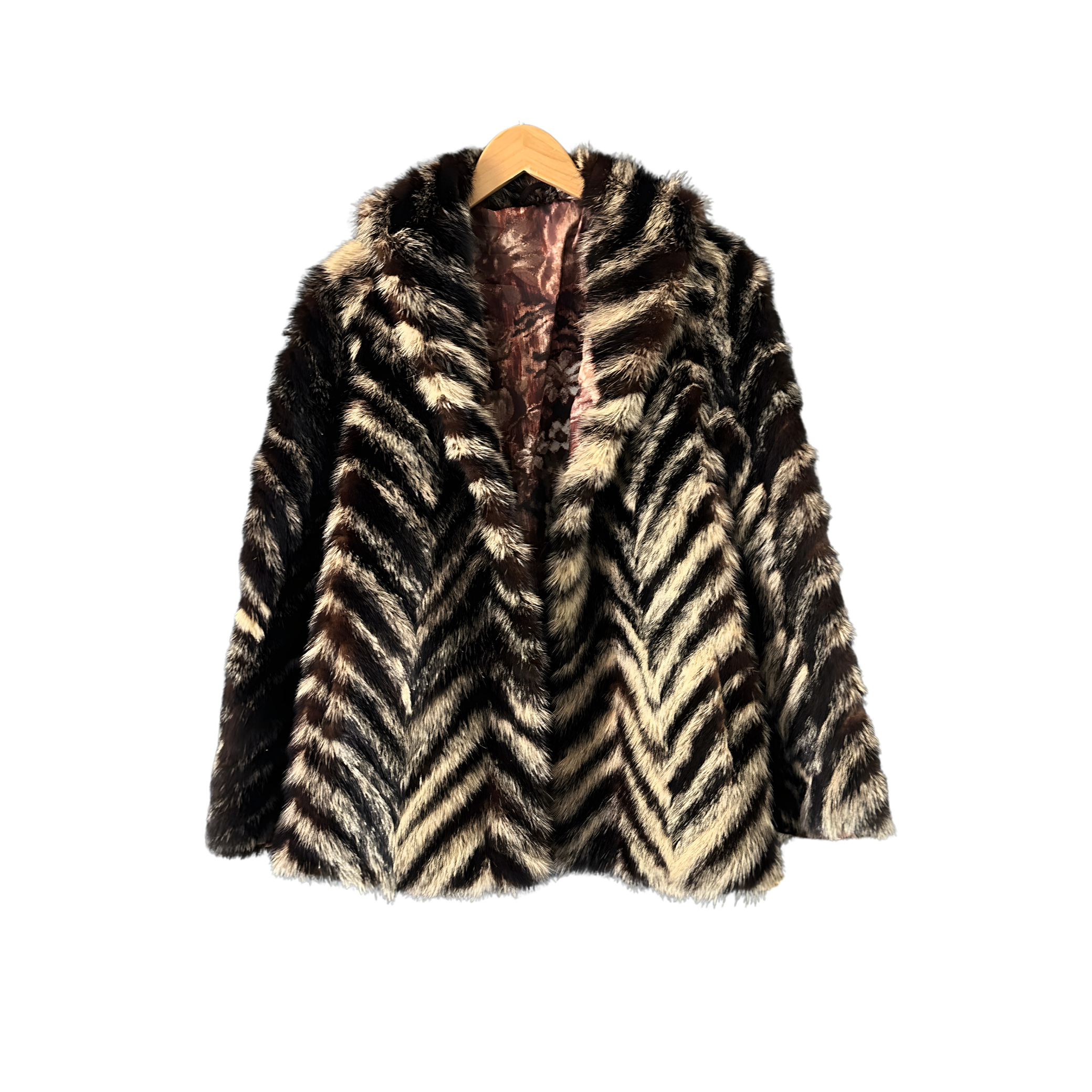 Iconic Chevron Real Fur Jacket front view