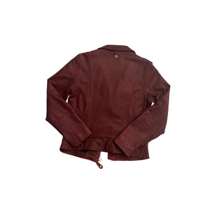 schott perfecto red leather jacket back view