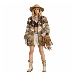 Vintage Festival Fur patchworkJacket front view